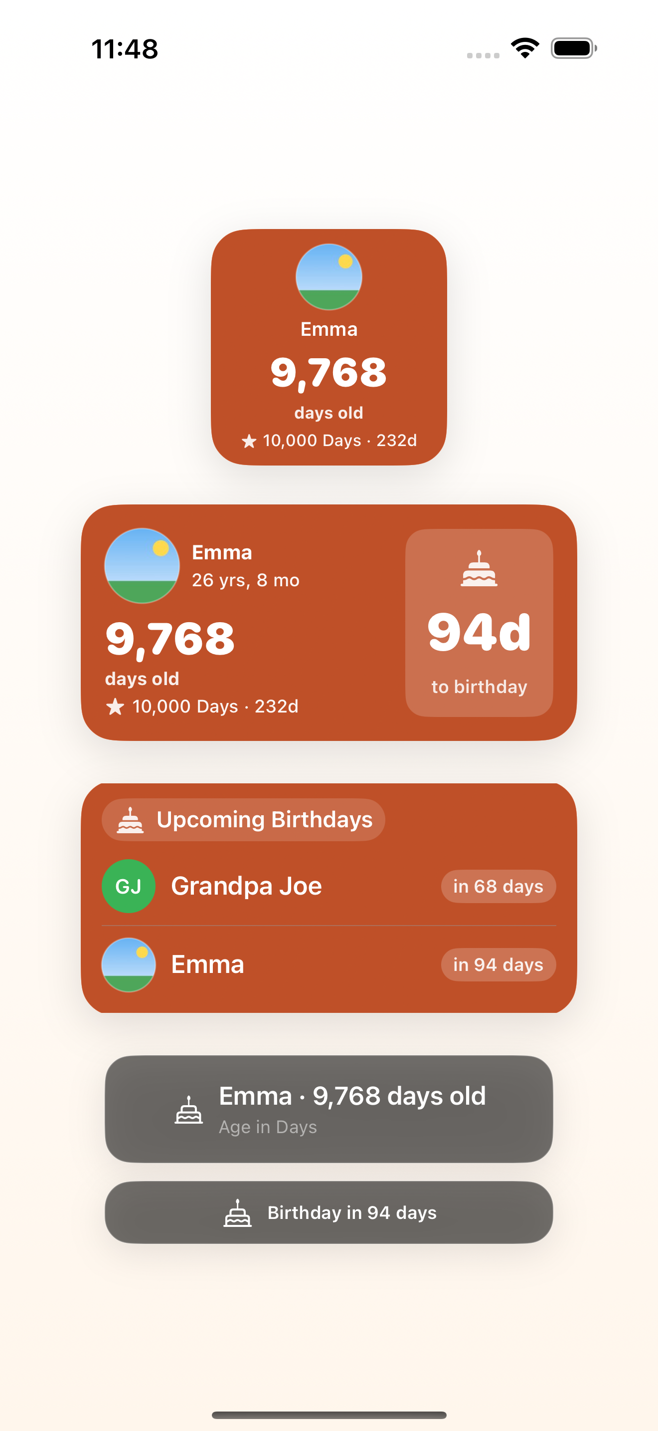Home screen widgets